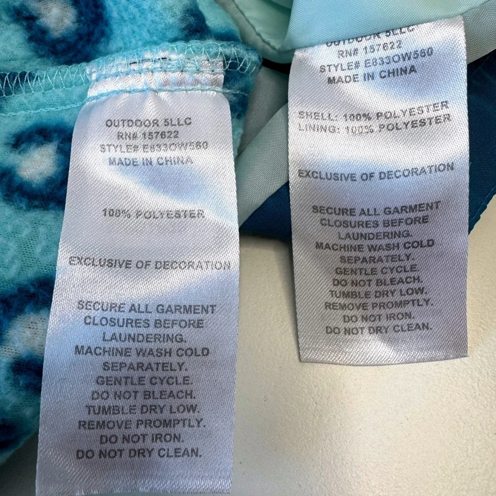 EDDIE BAUER Girls 3 in 1 Jacket Windbreaker Fleece Lining SM (7-8) Teal Outdoor